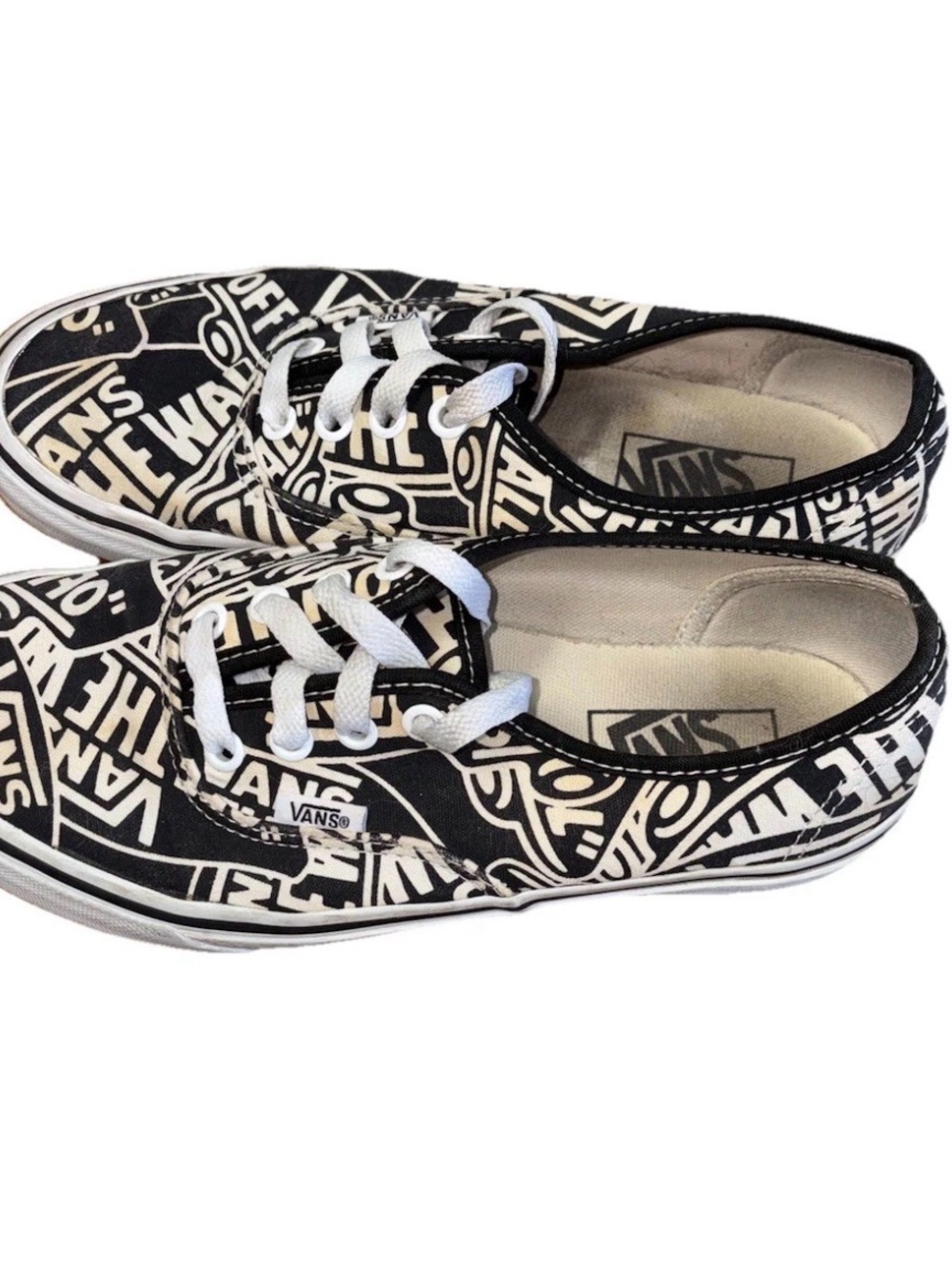 Vans Off The Wall OTF Repeat Black & White Graphic Logo Lace-Up Sneakers unisex - Picture 4 of 12